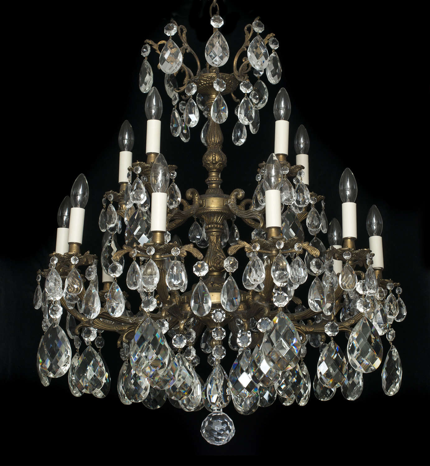 Large PAIR of 15 Light Italian Antique Chandeliers