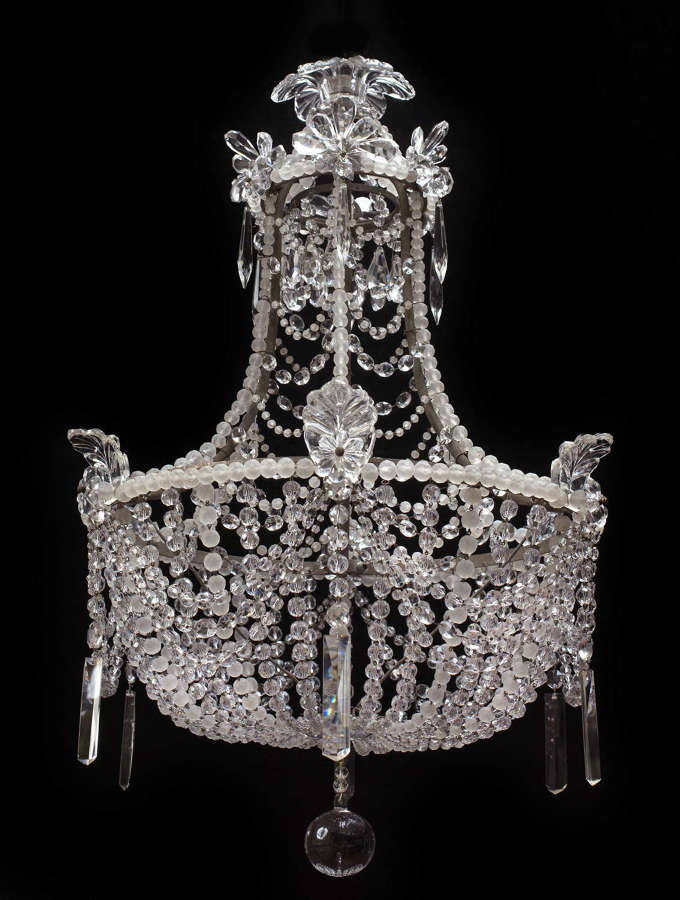 Antique Italian crystal beaded Empire style chandelier